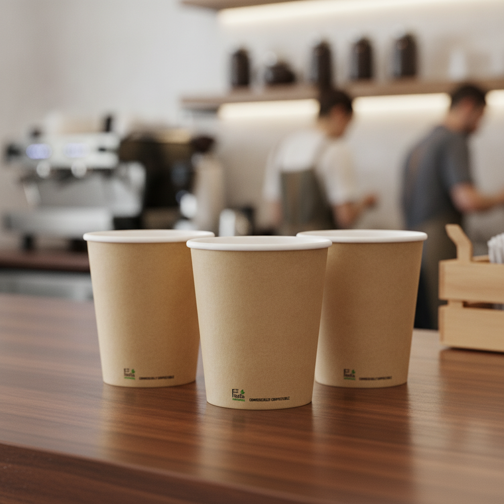 Compostable Coffee Cups 8oz PLA & Paper for Eco-Friendly Events (Pack of 50)
