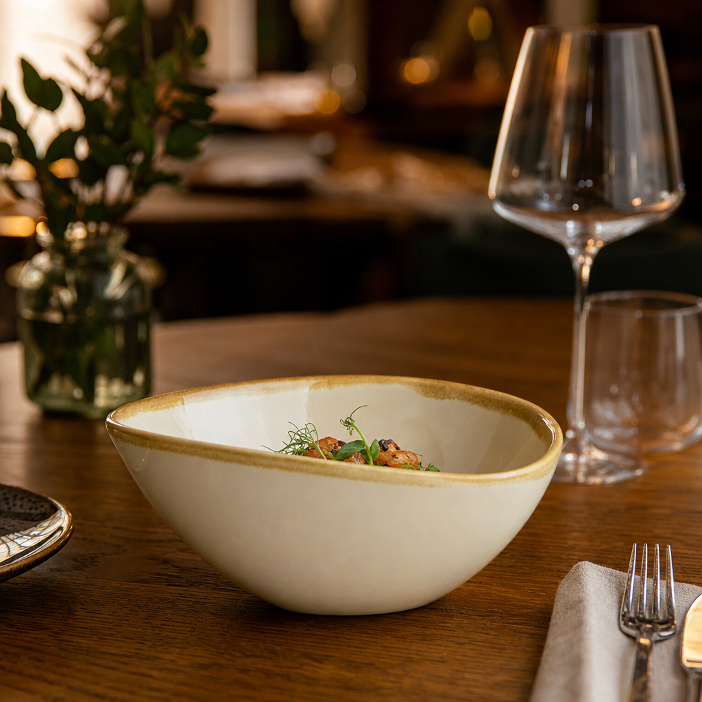 Hand Finished Porcelain Bowls 165mm for Rustic Dining