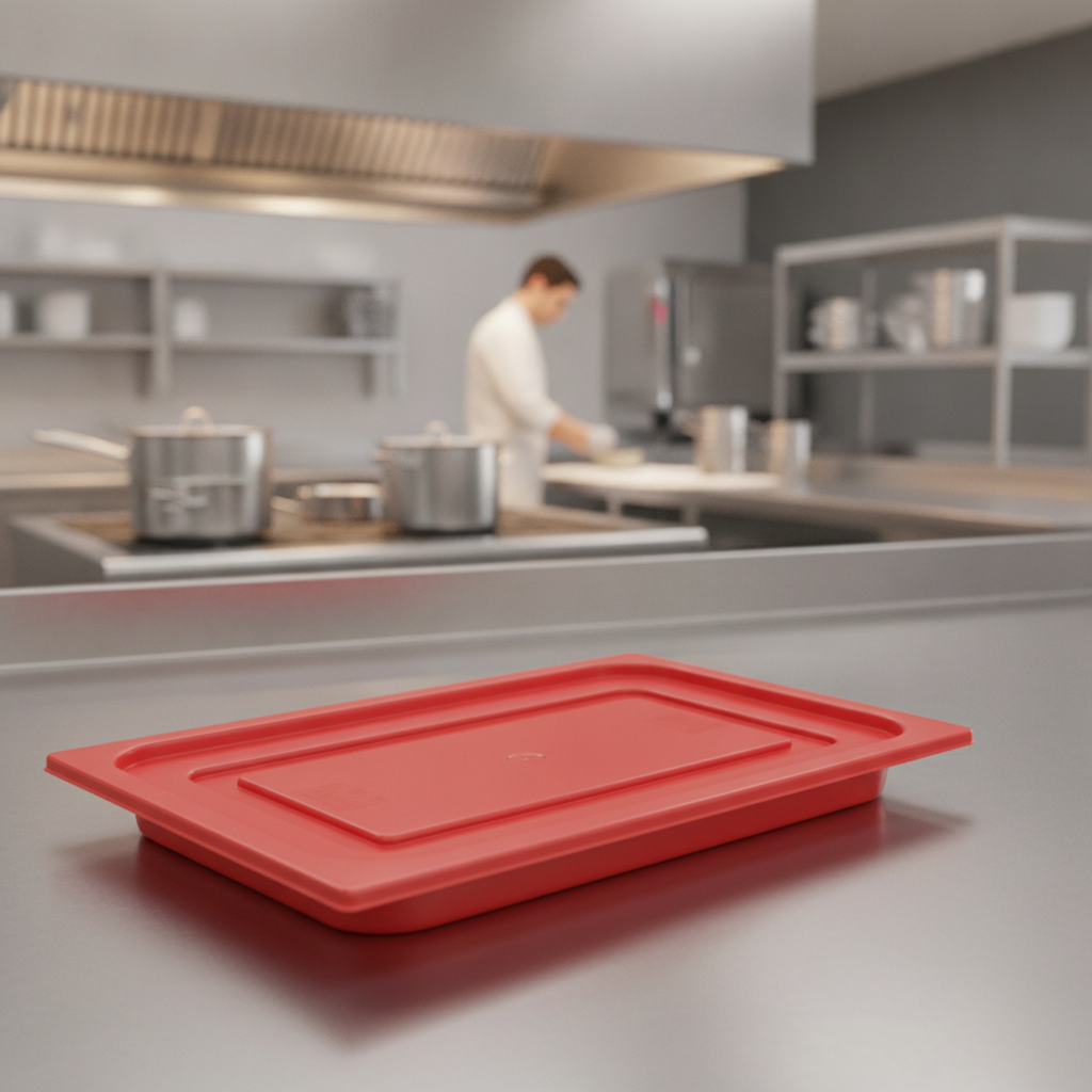 Polyethylene Red Gastronorm Lid 1/9GN for Food Storage