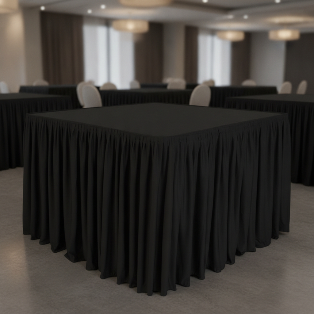 Black Polyester Table Cover for Conferences & Banquets