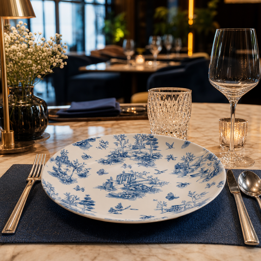 Deep Coupe Plates Blue Porcelain for Premium Dining (Pack of 12)