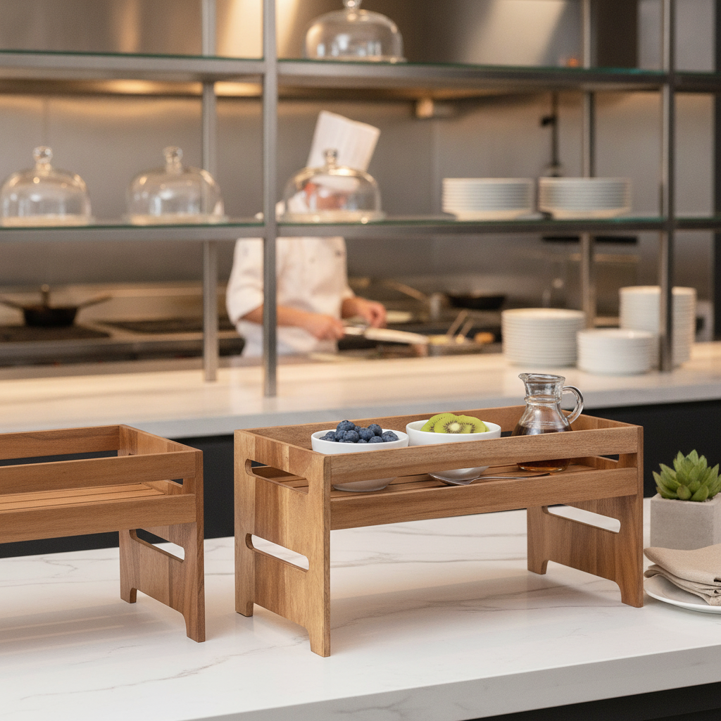 Wood Buffet Riser Crate 235mm for Restaurant Displays