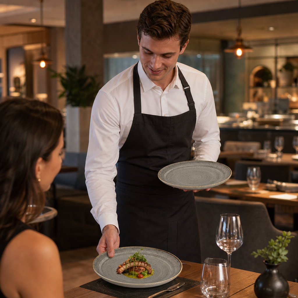 Coupe Plates 228mm Grey Vitrified Ceramic for Restaurants (Pack of 12)