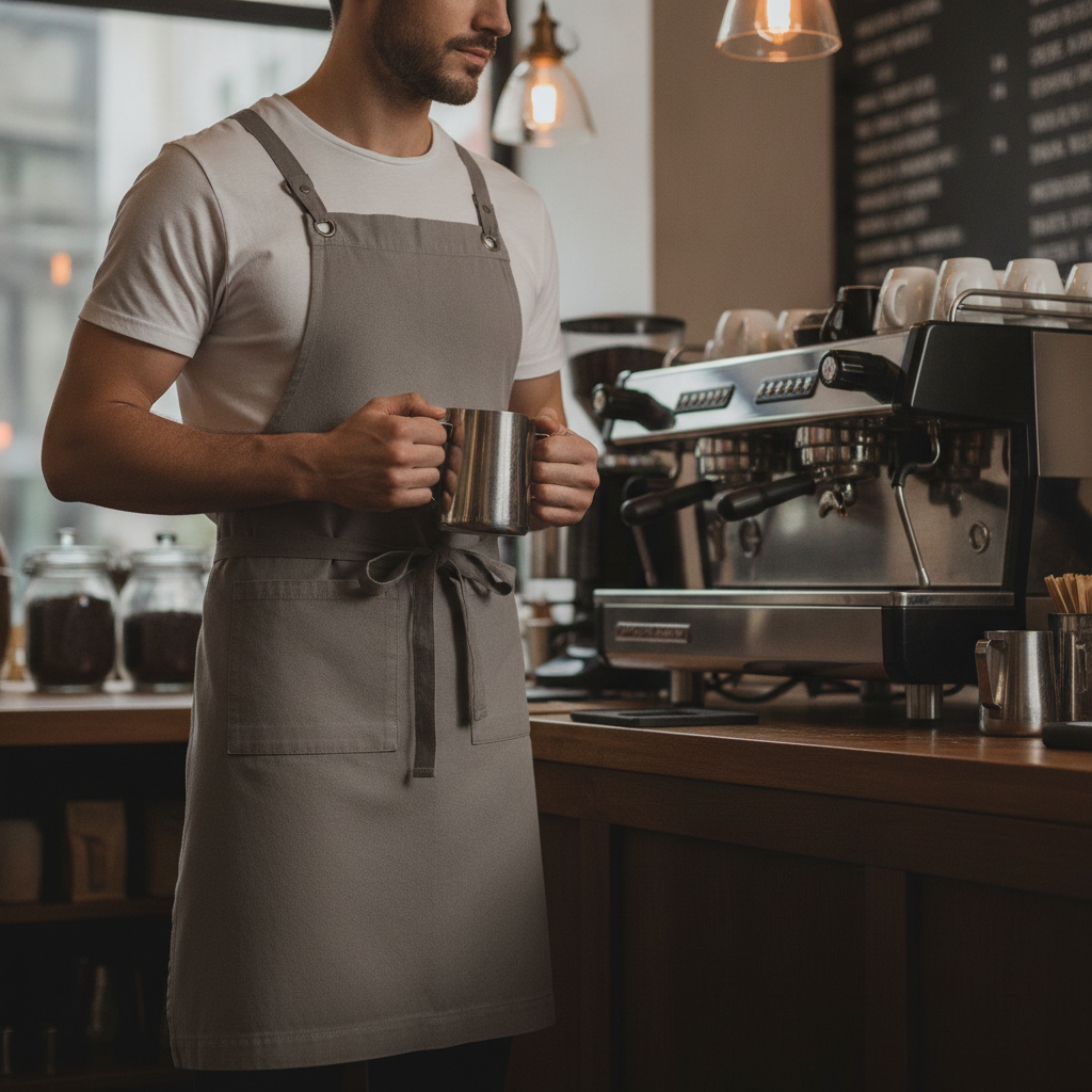Cotton Canvas Bib Apron Grey for Artisan Cafés & Breweries