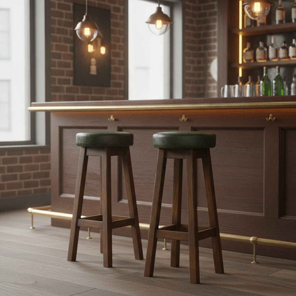 Rubber Wood Vintage High Stool 760x335mm for Bars & Pubs (Pack of 2)