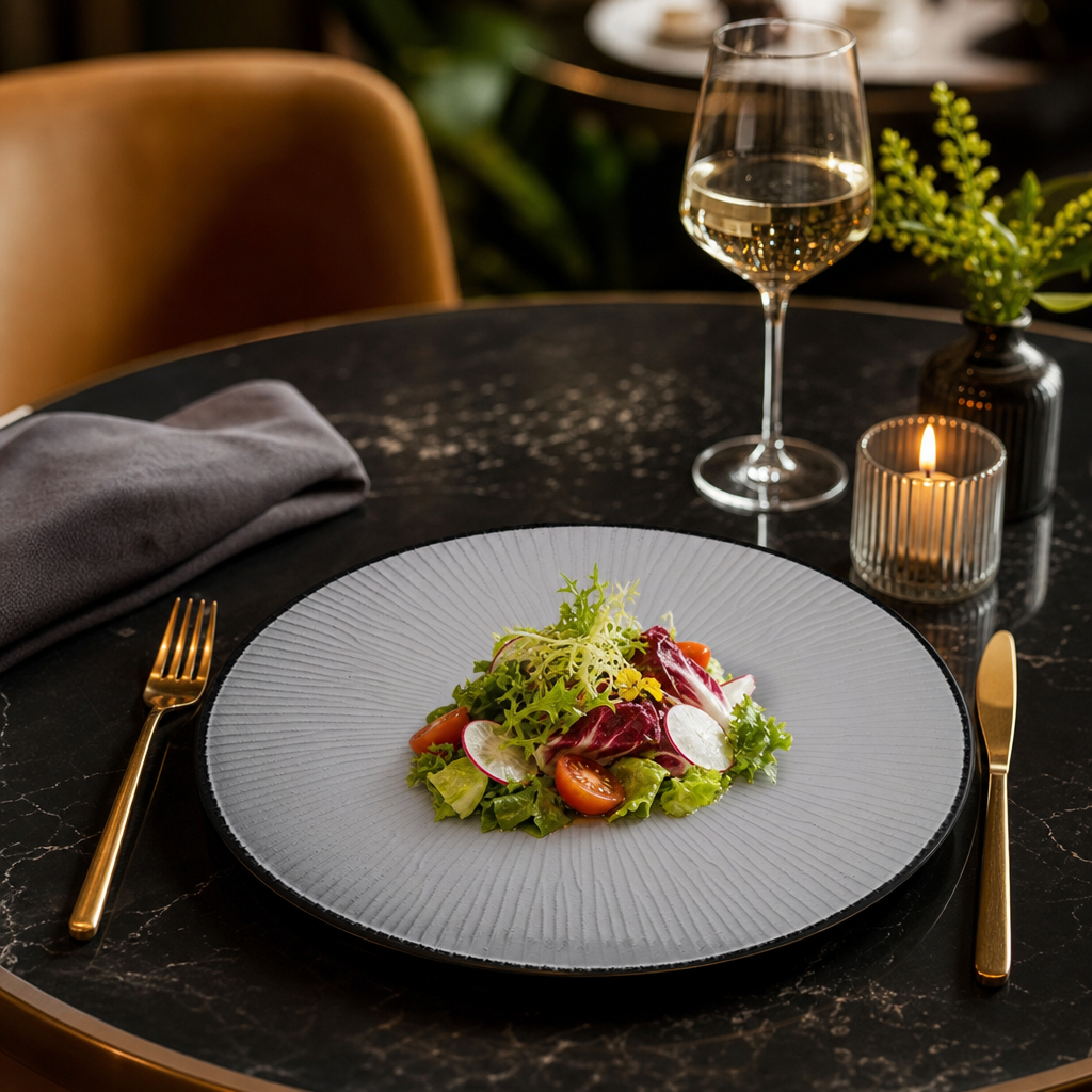 Bamboo Organic Glass Round Plates 295mm for Elegant Dining (Pack of 6)