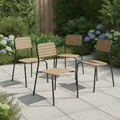 Powder Coated Steel Wood Effect Outdoor Chairs 845mm for Gardens (Pack of 4)