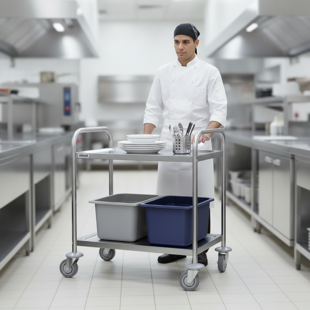 Stainless Steel Two Tier Clearing Trolley for Efficient Transport