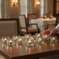 Soda Lime Chunky Clear Tealight Holders 60mm for Restaurants & Cafés (Pack of 12)