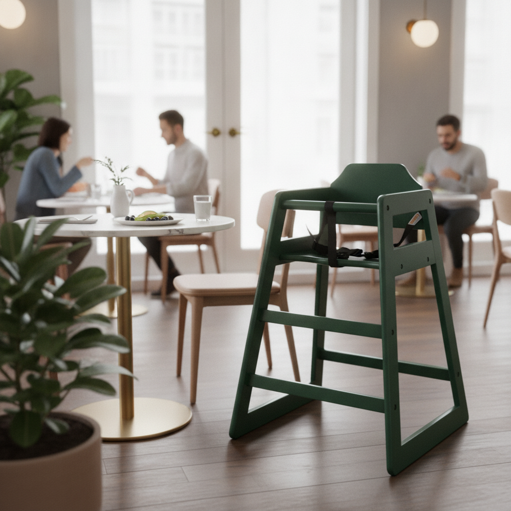Rubber Wood Highchair Green 750x510mm for Child-Safe Dining
