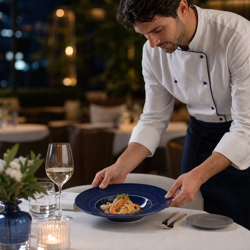 Pasta Bowls Midnight 285mm Blue Porcelain for Upscale Dining (Pack of 12)