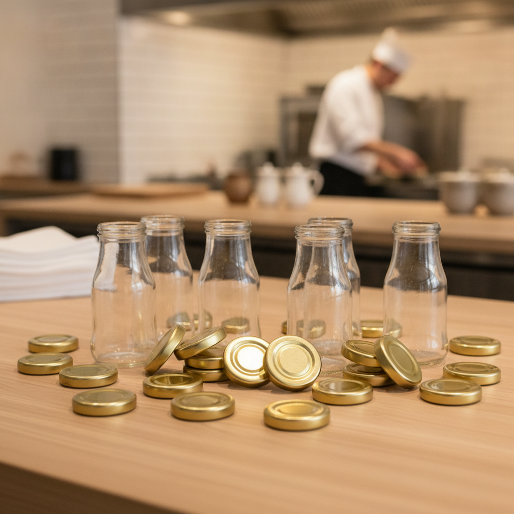 Metal Gold Caps for Mini Milk Bottles 155ml for Stylish Beverage Service (Pack of 18)