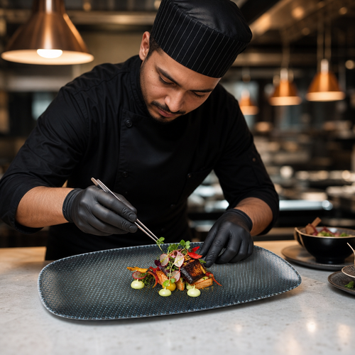 Chef's Oblong Plates Blue Vitrified Ceramic for Restaurants (Pack of 12)