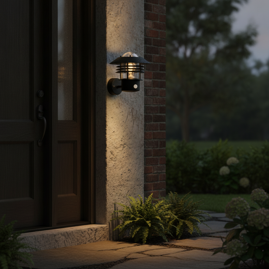 Metal Outdoor Wall Light with Motion Sensor for Patios & Entrances
