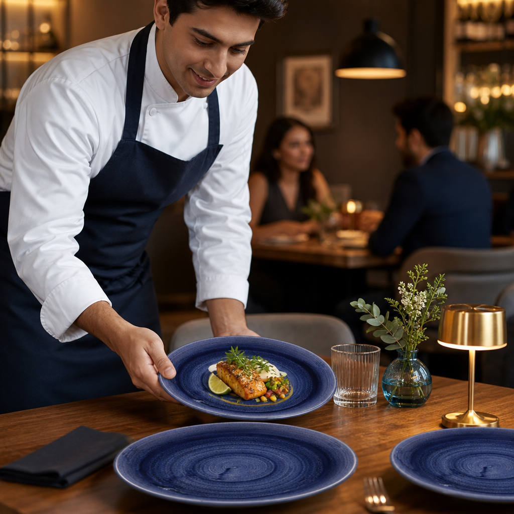 Cobalt Coupe Plates Blue Vitrified Ceramic for Restaurants (Pack of 12)