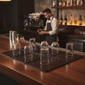 Durable Black Plastic Glass Mats 305mm for Bar Use (Pack of 10)