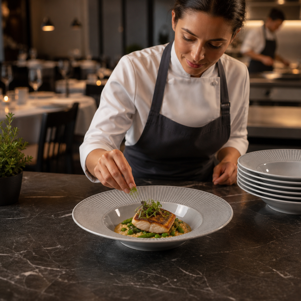 Deep Rimmed Bowls 285mm Grey Porcelain for Fine Dining (Pack of 6)