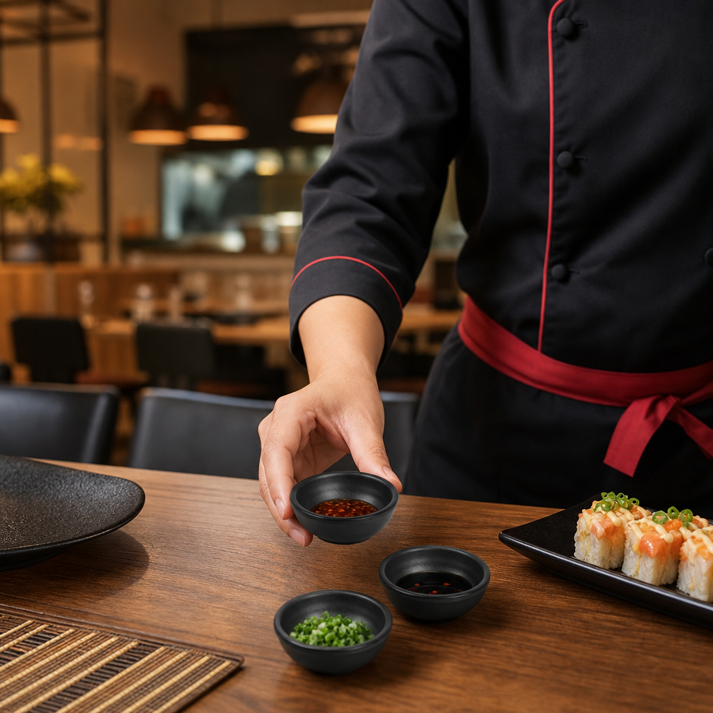 Dipping Dishes 68mm Black Melamine for Table Service (Pack of 12)