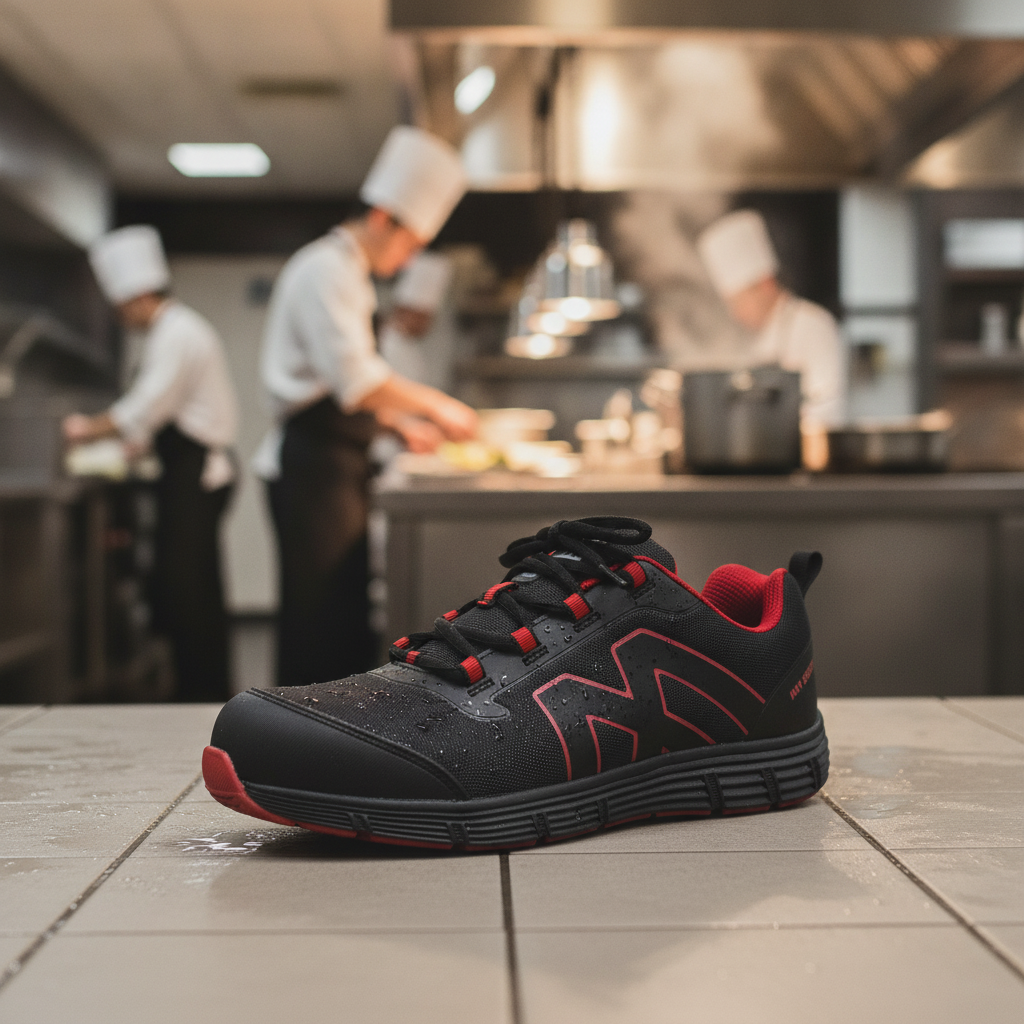 Nubuck Leather Safety Trainers Black for Busy Kitchens