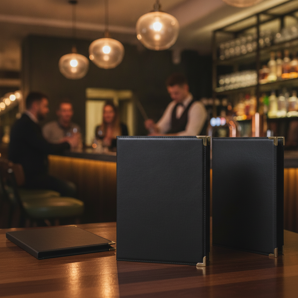 Leatherette A5 Cover in Black for Cafés & Gastropubs