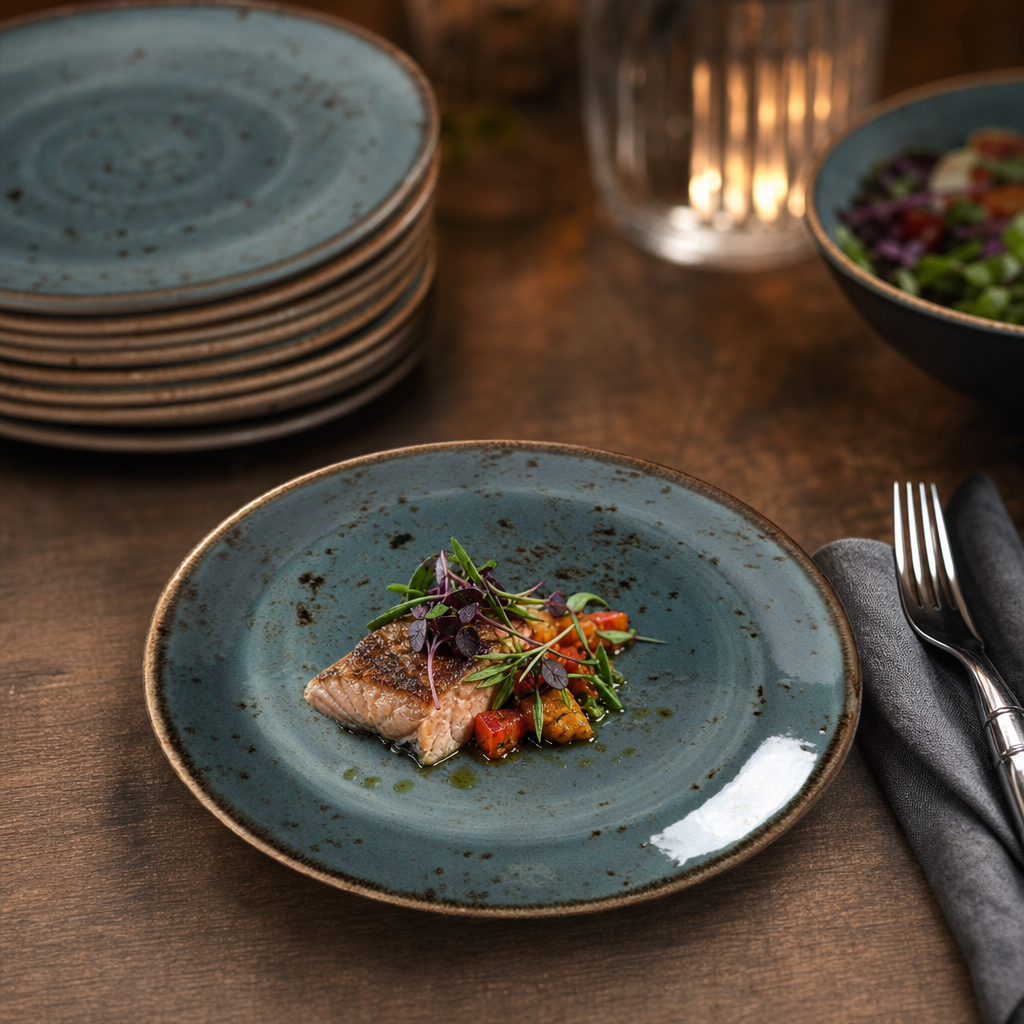 Coupe Plates 150mm Blue Porcelain for Casual Dining (Pack of 36)