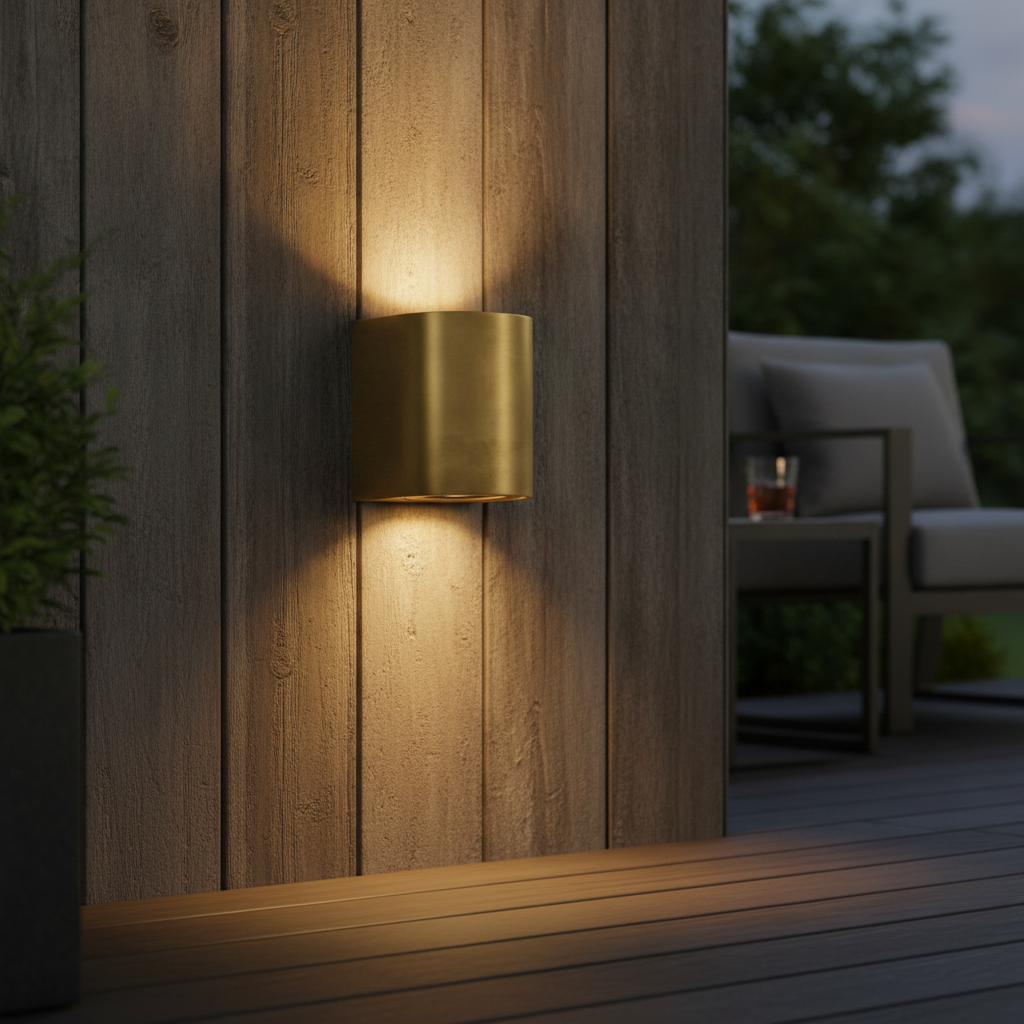 Brass Outdoor Wall Light with Dual Lighting Effect for Patios