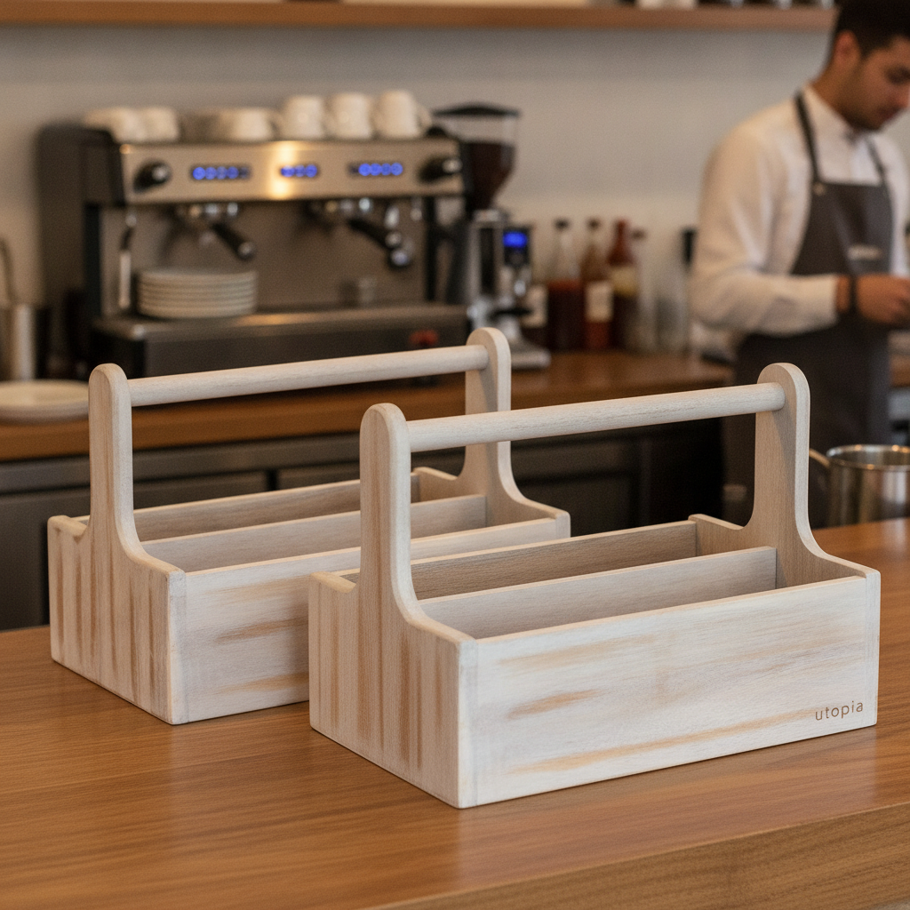 Acacia Wood Large Table Caddy 245x157mm for Cafés & Restaurants (Pack of 2)