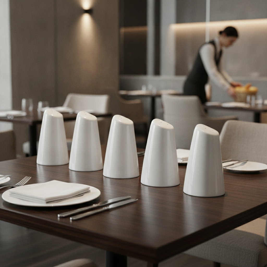 Porcelain White Pepper Shakers 89mm for Dining Tables (Pack of 6)