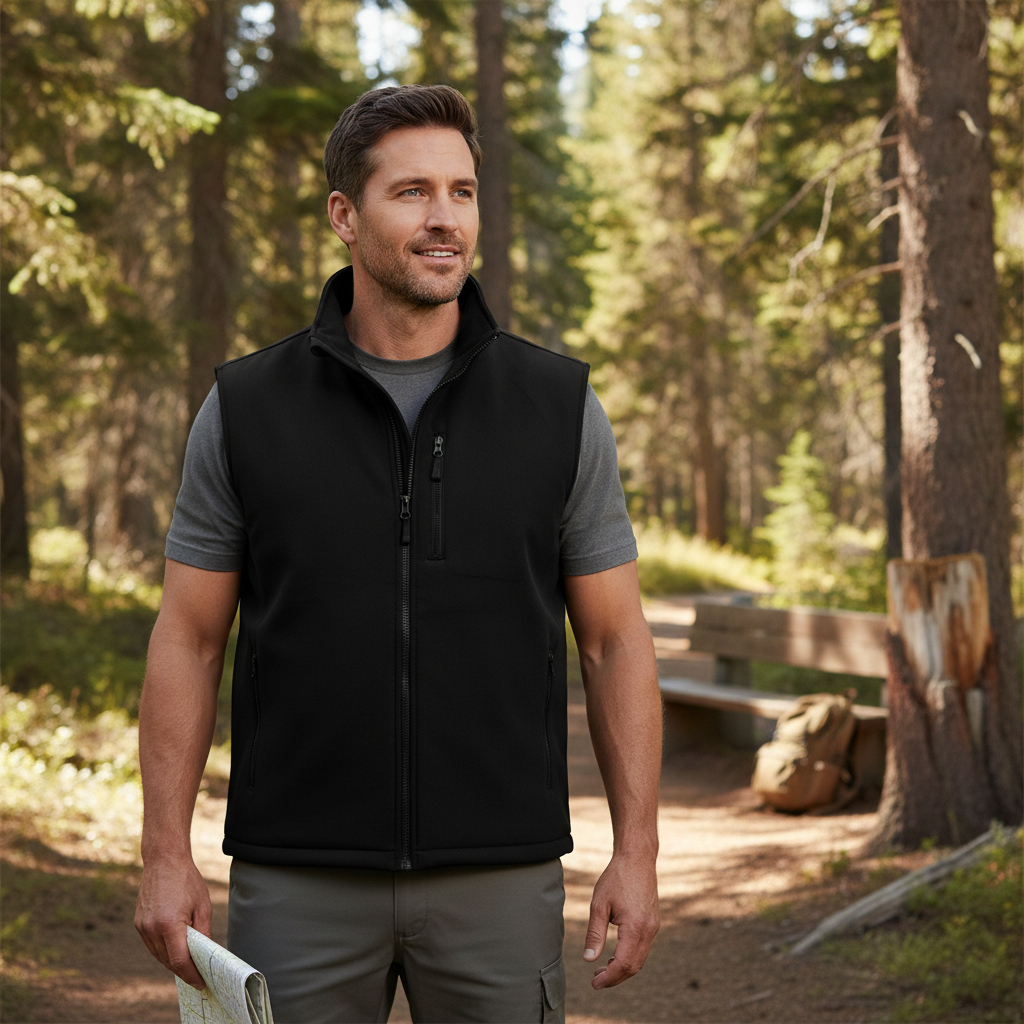 Polyester & Elastan Bodywarmer Black for Outdoor Service