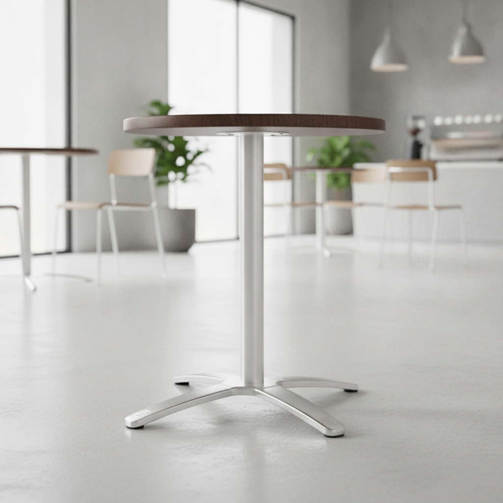 Aluminium Round Table Top and Base Combo Dark Brown 600x650mm for Cafés