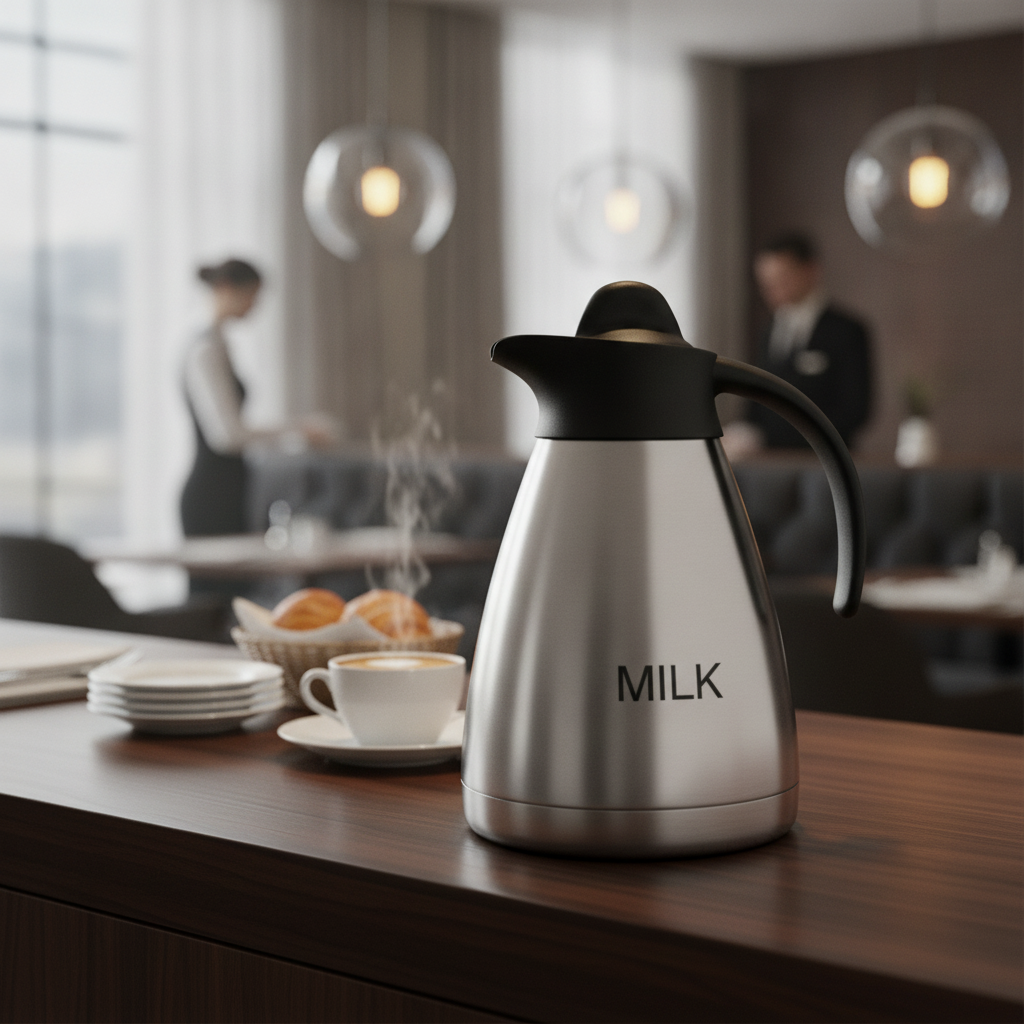 Stainless Steel Vacuum Milk Jug 1L for Breakfast Service