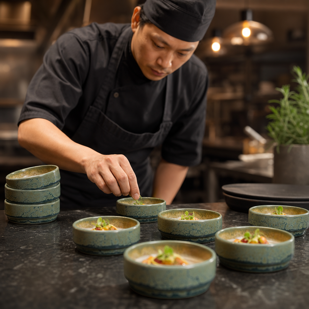 Round Stacking Trays 75mm Green Vitrified Ceramic for Versatile Dining (Pack of 12)
