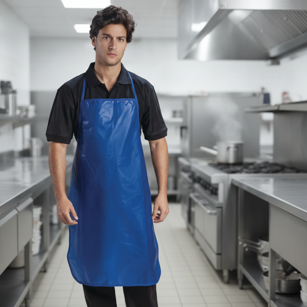 Nylon Blue Bib Apron for Kitchen Protection