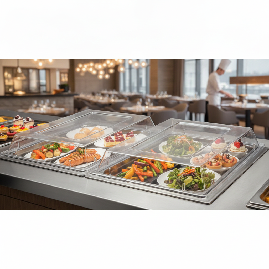 Clear Tritan Rectangular Buffet Covers 530x325mm for Food Display (Pack of 2)