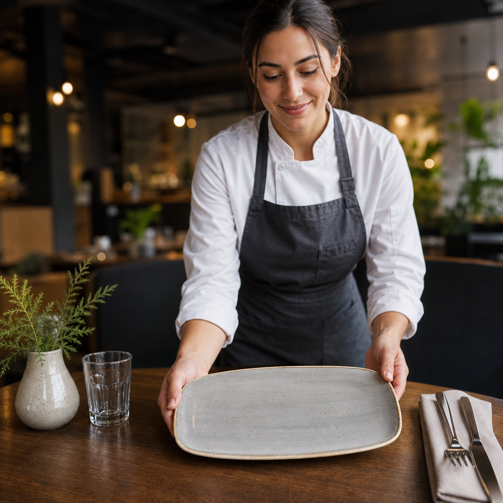 Rectangular Plates Grey Vitrified Ceramic for Elegant Dining (Pack of 12)