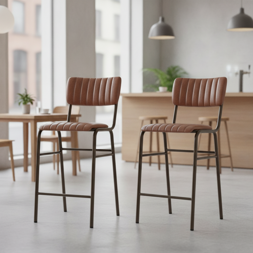 Metal Vintage Tan Stacking Bar Stools 1000mm for Restaurants & Cafés (Pack of 2)