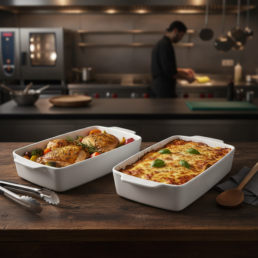 Porcelain Rectangular Baking Dishes 1.75L for Professional Use (Pack of 2)