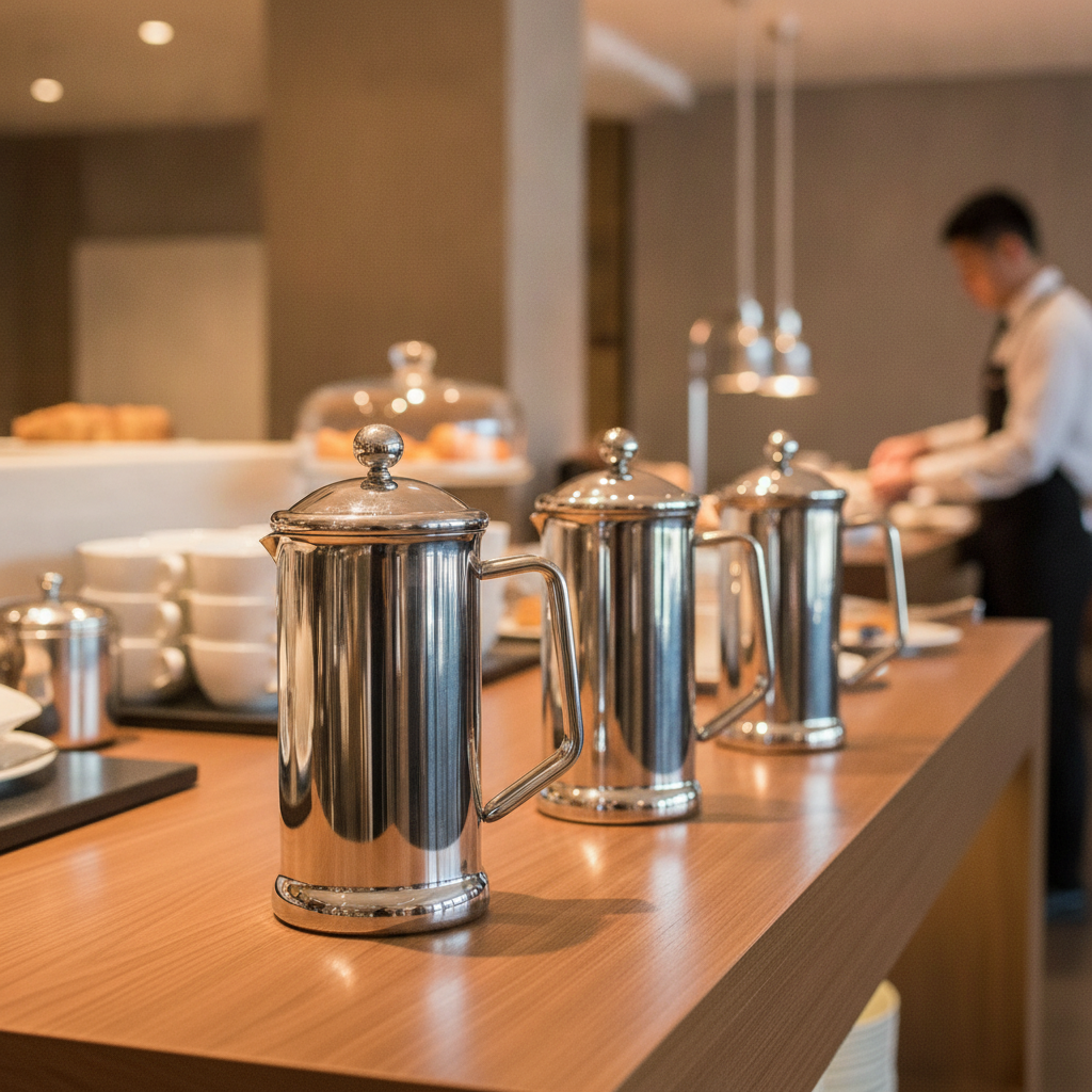 Polished Stainless Steel Cafetiere 1.2L for Self-Service Buffets