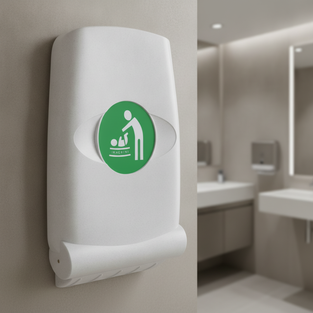 White Vertical Baby Changer for Family Facilities