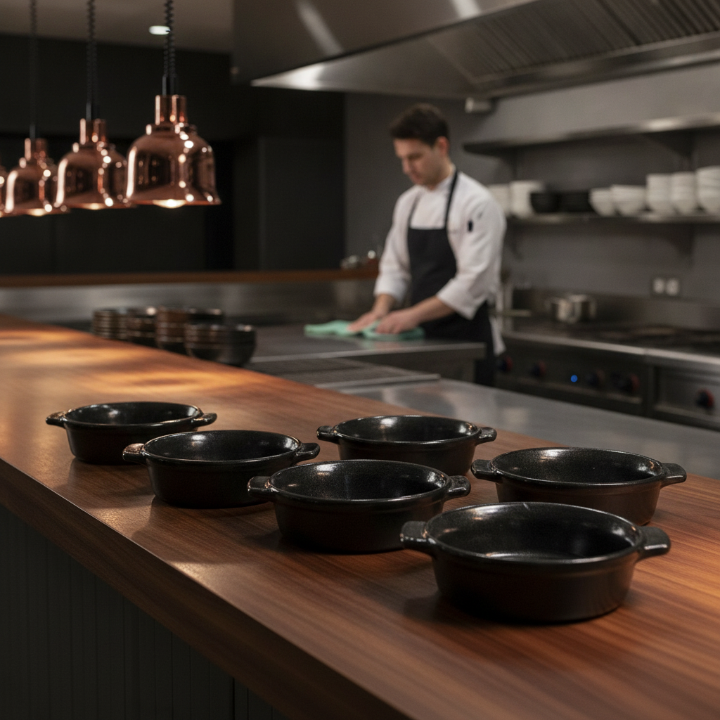 Stoneware Black Pie Dish 140mm for Home Cooking (Pack of 6)