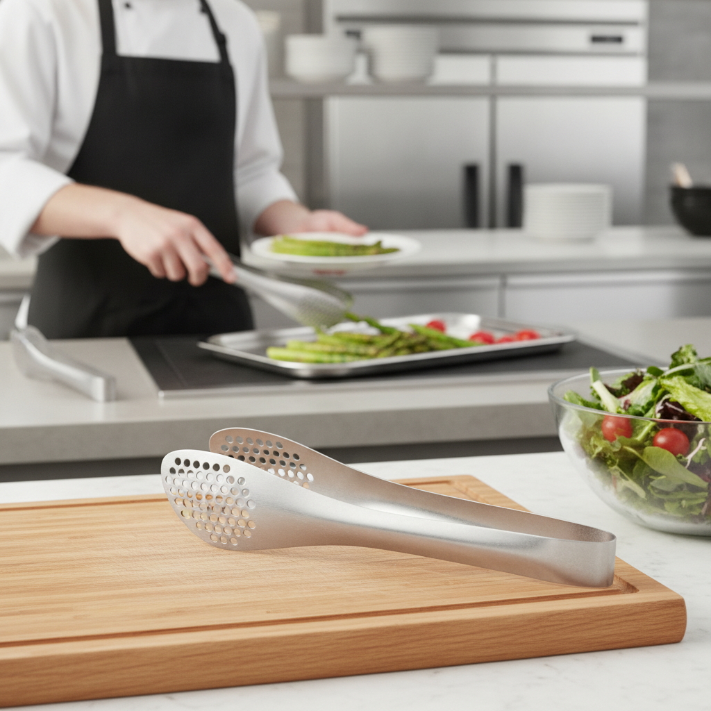 Stainless Steel Perforated Tongs 225mm for Kitchen & Buffet Use