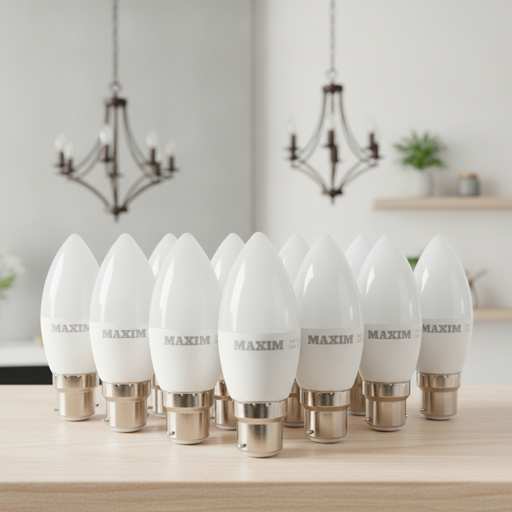 Plastic & Aluminium LED Candle Bulbs Warm White 6W for Home Lighting (Pack of 10)