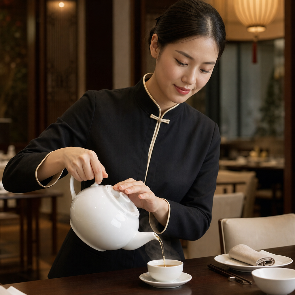 Porcelain Oriental Teapot 1L for Serving Tea