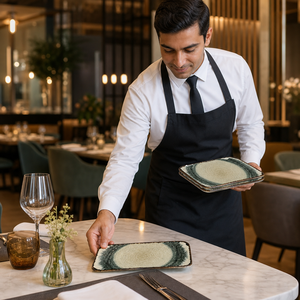 Vitrified Rectangular Plates 270x160mm China for Dining Tables (Pack of 12)