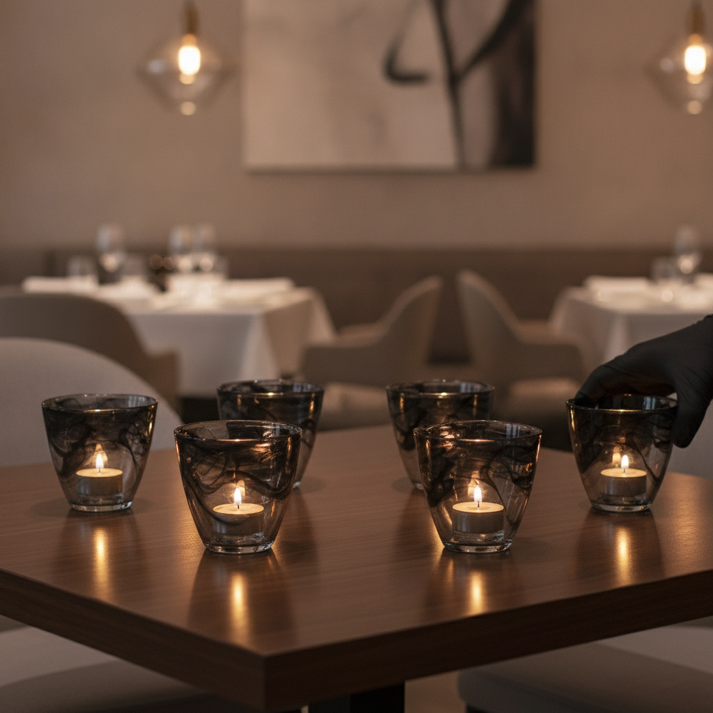 Black Glass Votive 95x89mm for Restaurants & Events (Pack of 6)
