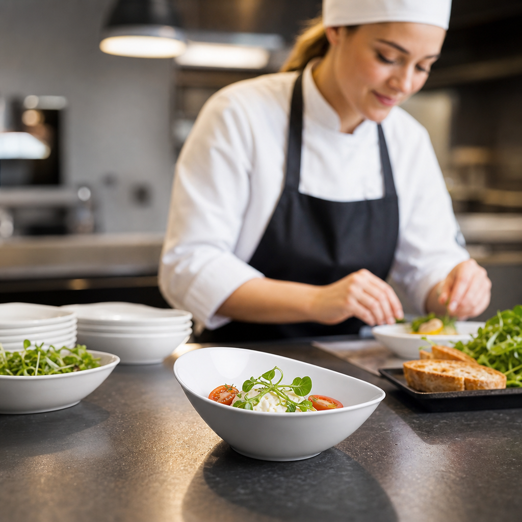Oval Bowls 155x105mm Vitrified Porcelain for Cafés & Restaurants (Pack of 12)