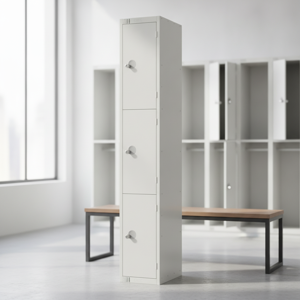 Powder Coated Steel Three Door Lockers 450mm Deep for Secure Storage
