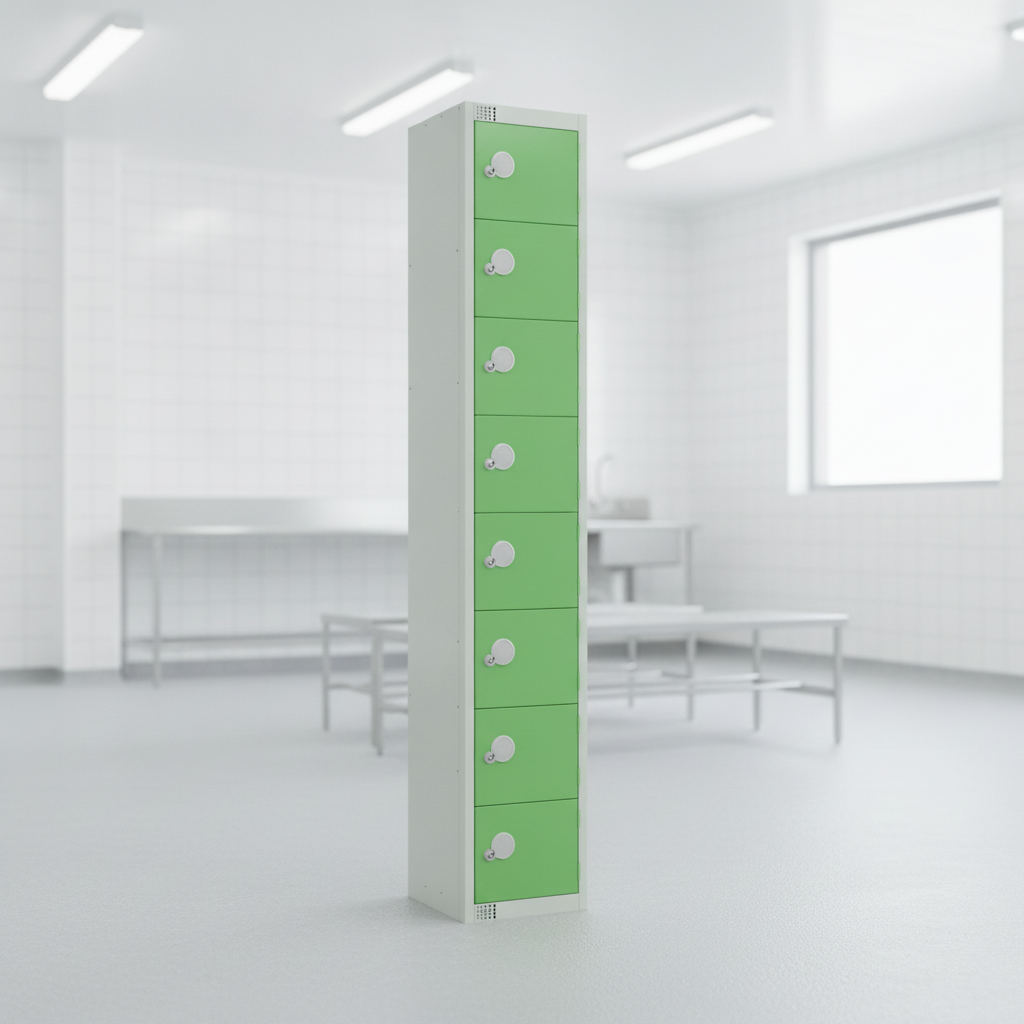 Powder Coated Steel Green Lockers 300mm Deep for Hygiene Areas
