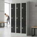 Powder Coated Steel Black Three Door Lockers for Changing Rooms