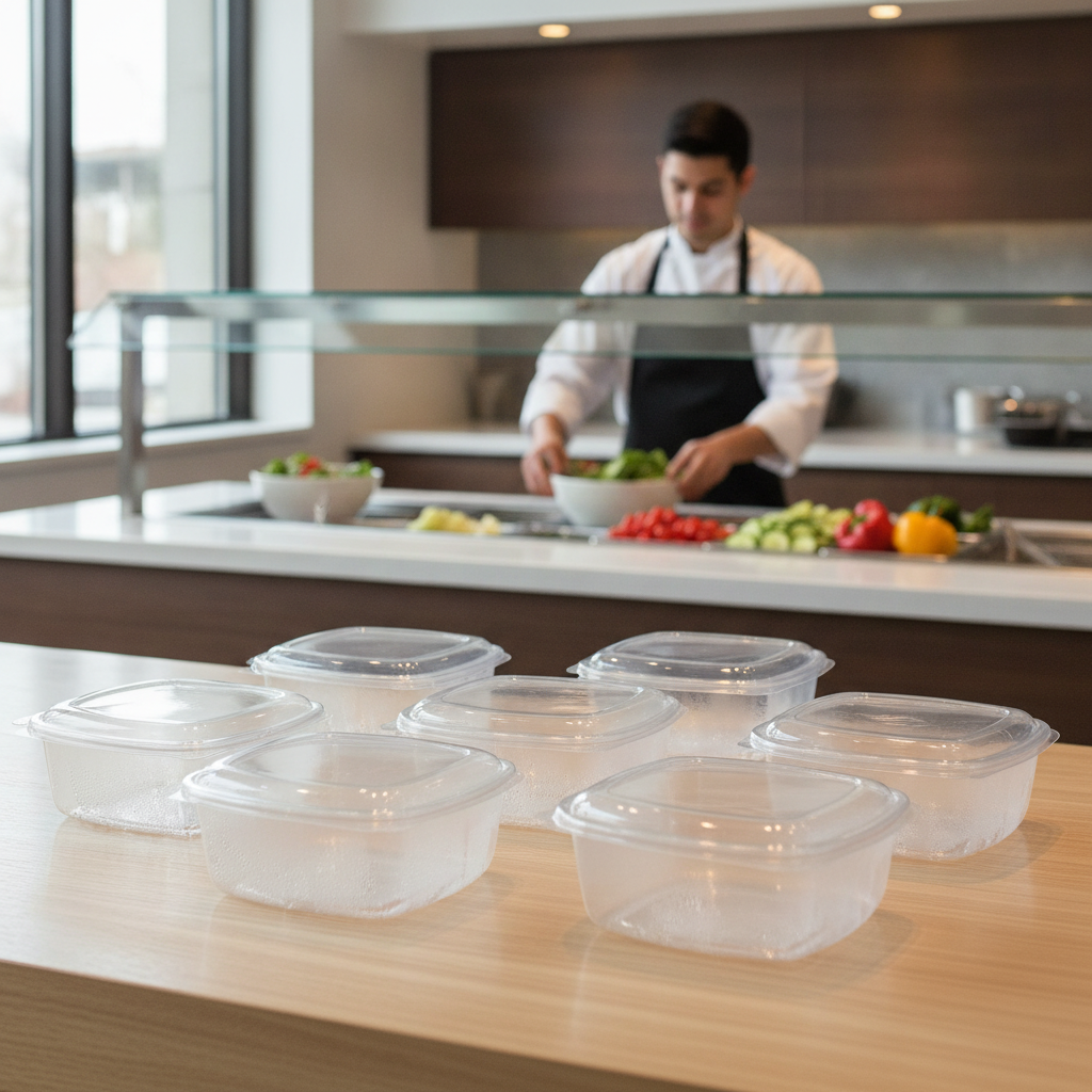 PLA Hinged-Lid Deli Containers 473ml for Salad Bars (Pack of 300)